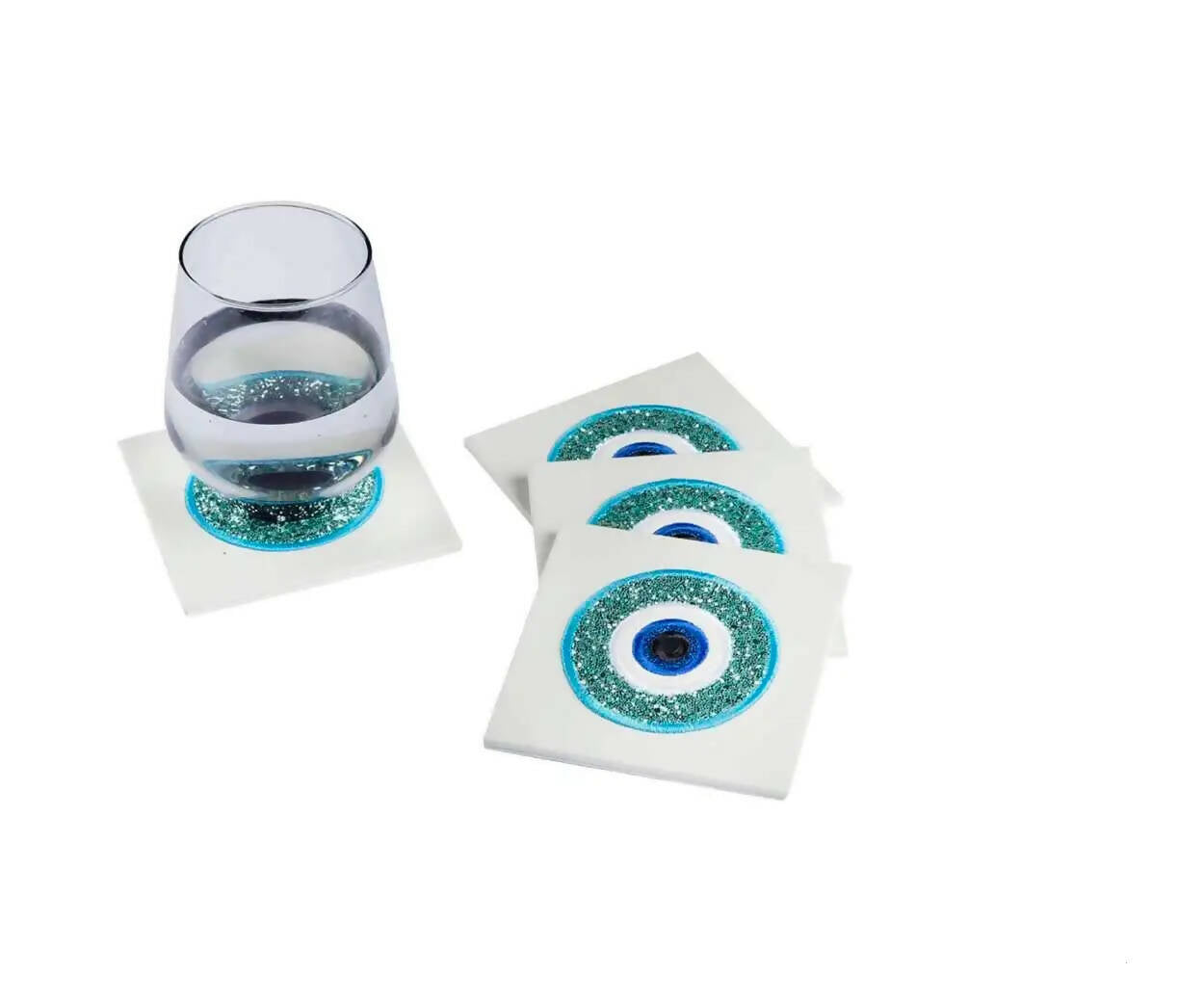 Eye Glitter Leather Coasters