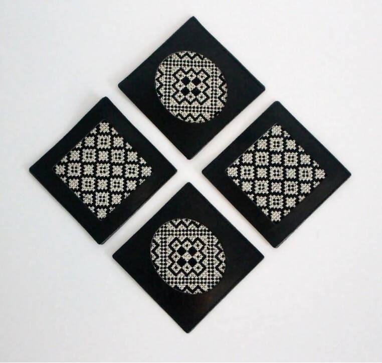 Black and White Tatreez Coasters