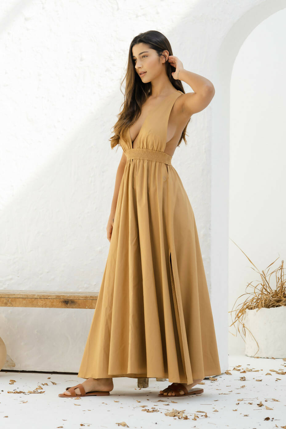 Athens Deep Cut Maxi Dress