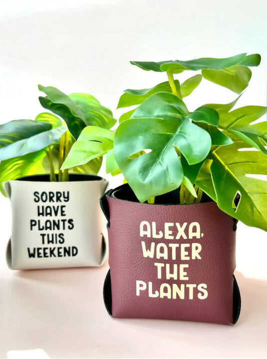 Personalized Message Leather Plant Pot