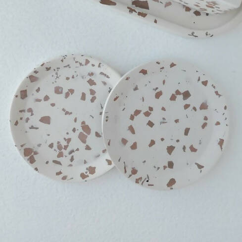 Brown Terrazzo Round Coasters