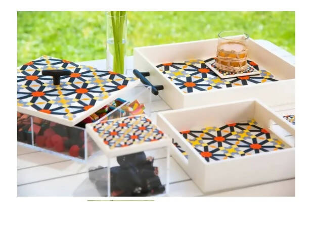 Small Oriental Tray With Orange Hues