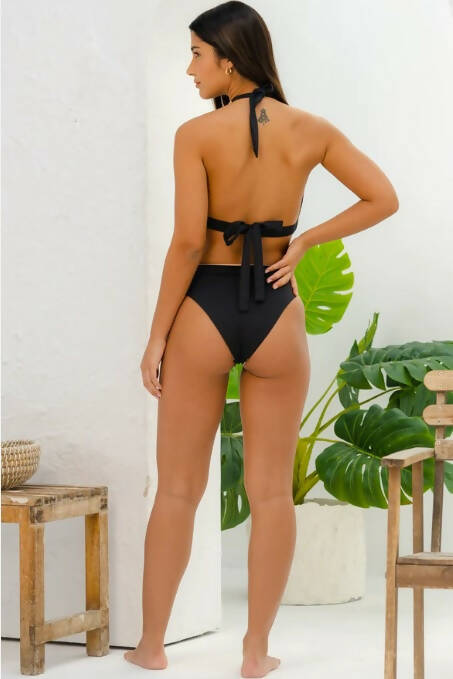 Blake Reversible Sustainable Bikini Bottom: Black & Sand