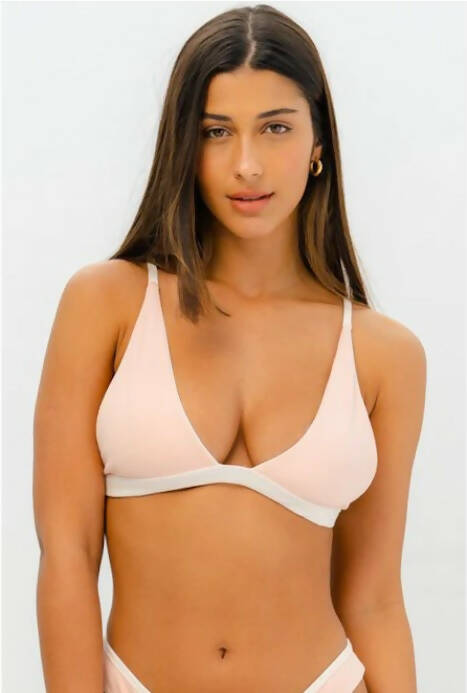 Hana Reversible Sustainable Bikini Top: White & Pink