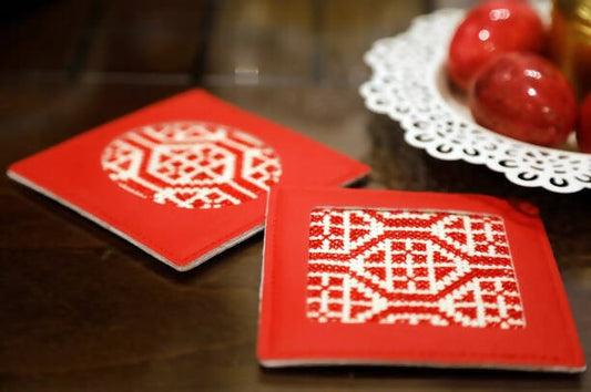 Tatreez Coasters- Palestinian Red