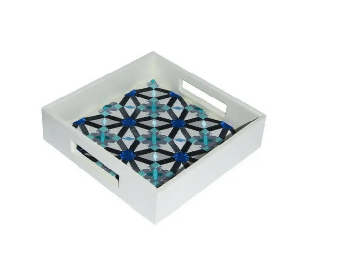 Small Oriental Tray With Blue Hues