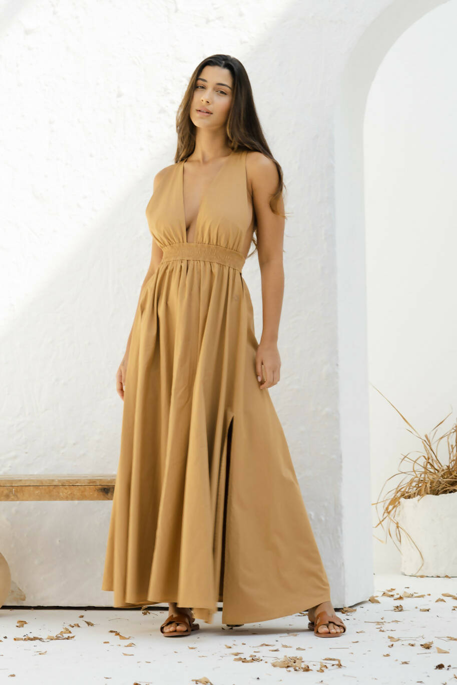 Athens Deep Cut Maxi Dress