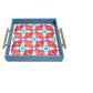 Pink & Blue Oriental Tray With Handles