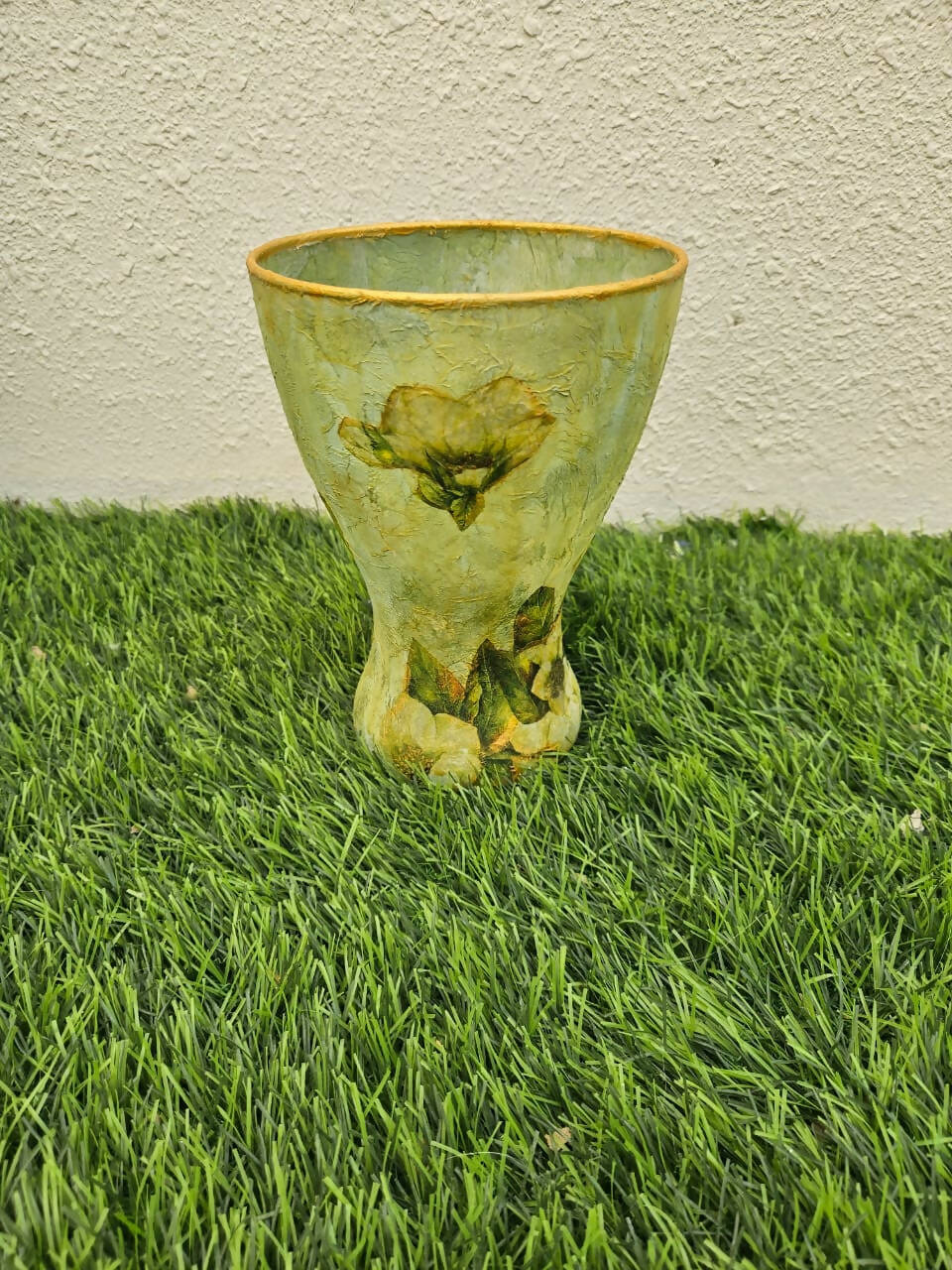 Green glass vase