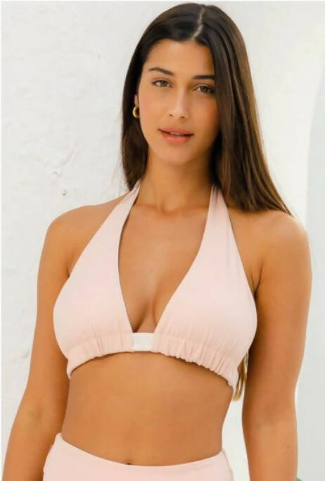 Blake Reversible Sustainable Bikini Top: White & Pink