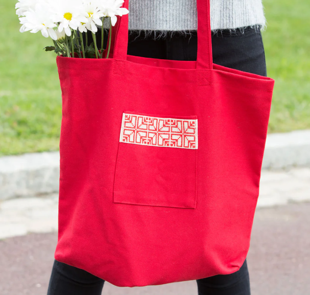 Fabric Market Tote - Red