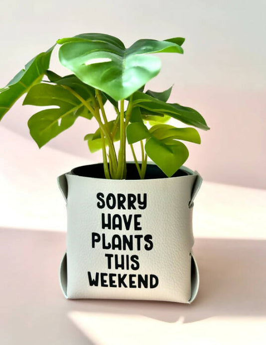 Personalized Message Leather Plant Pot