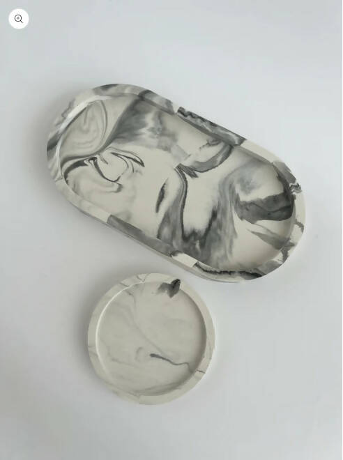 Marble Oval Tray Set