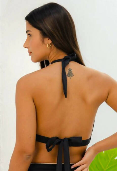 Blake Reversible Sustainable Bikini Top: Black & Sand