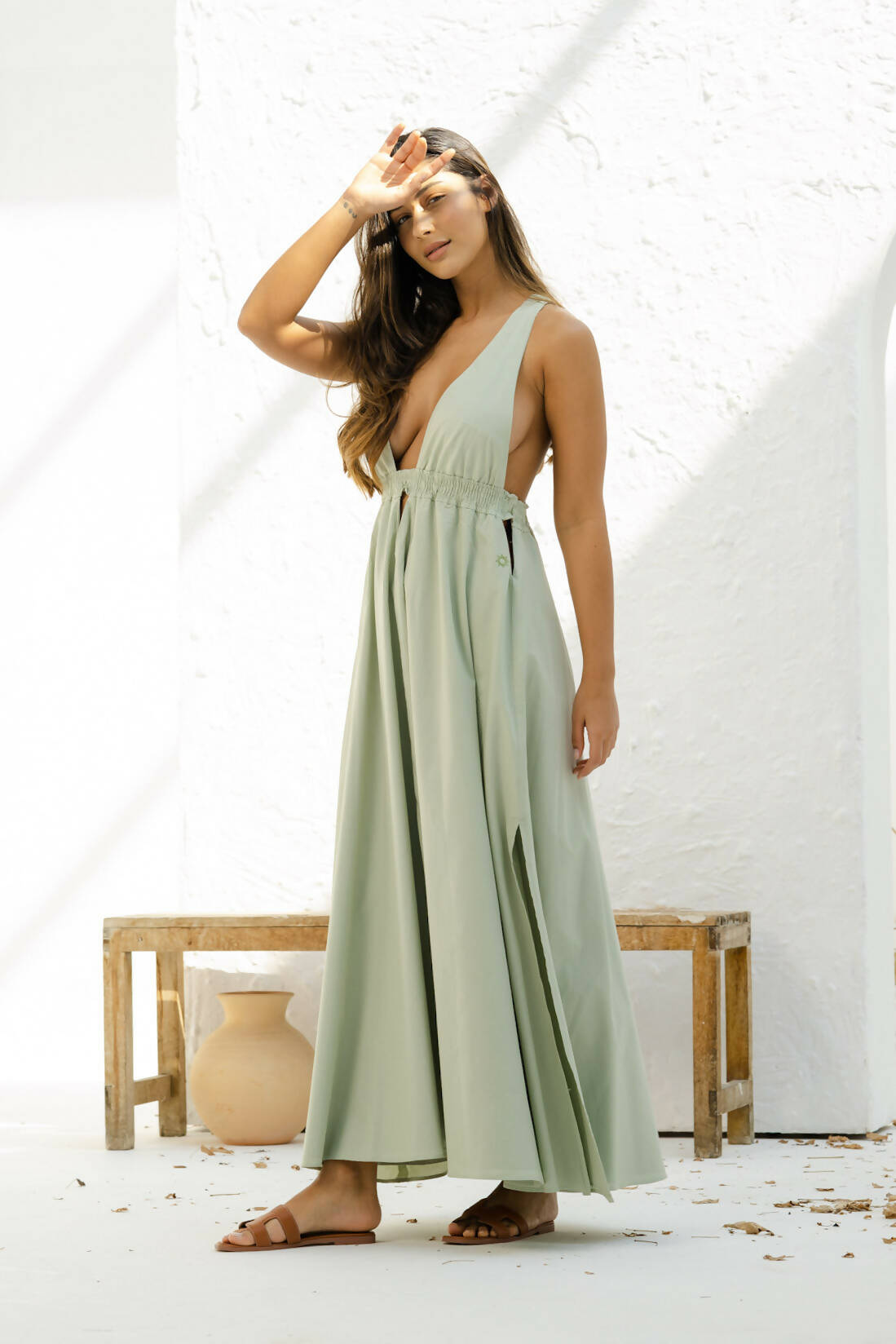 Athens Deep Cut Maxi Dress