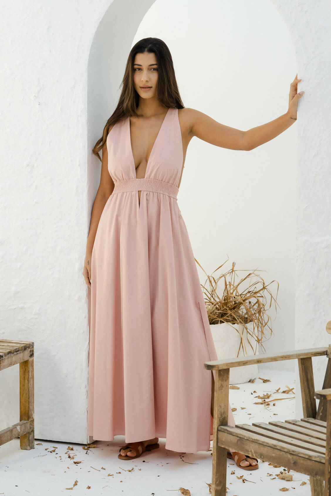 Athens Deep Cut Maxi Dress