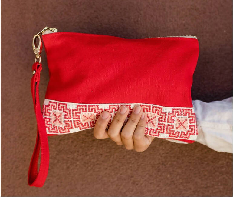 Red Tatreez Pouch