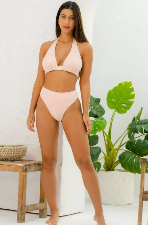 Blake Reversible Sustainable Bikini Bottom: White & Pink