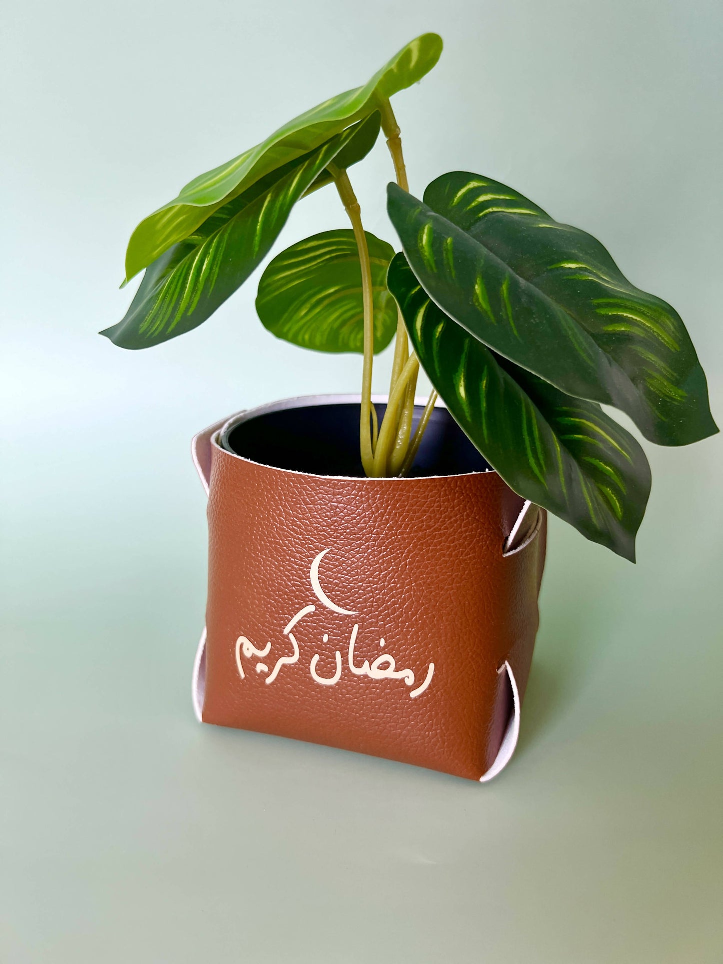 Personalized Message Leather Plant Pot